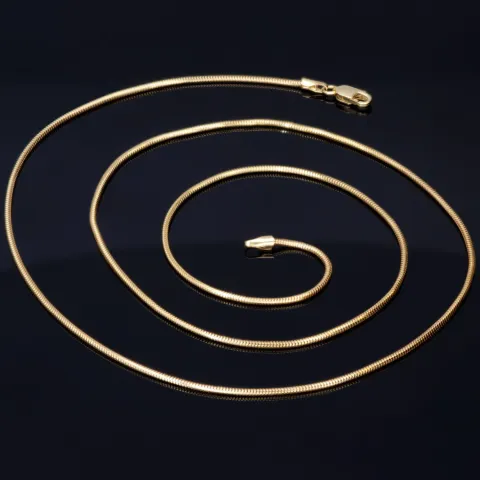 Kurze, glänzende Schlangenkette für Damen aus edlem 585 (14k) Gold in ca. 45cm ca. 1 mm