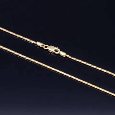 Kurze, glänzende Schlangenkette für Damen aus edlem 585 (14k) Gold in ca. 45cm ca. 1 mm