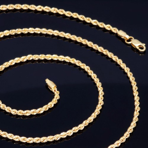 Funkelnde Kordelkette in ca. 60 cm Länge aus hochwertigem 585er Gold 14k  ca. 2mm Breite