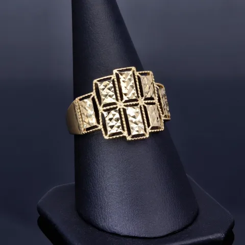 Glanzvoller Ring aus edlem Gold mit ausgefallenem Muster in 585 14K Gelbgold in Ringgröße ca. 58