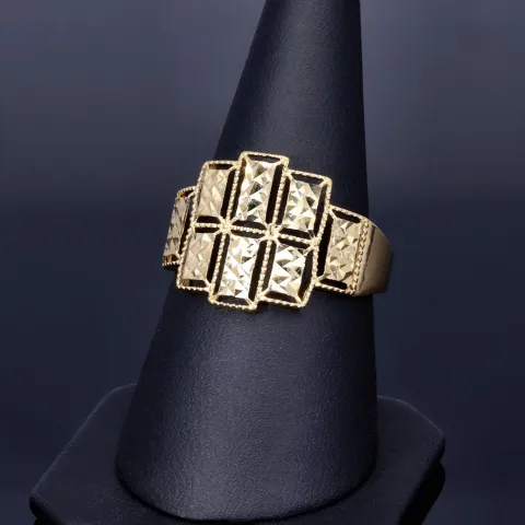Glanzvoller Ring aus edlem Gold mit ausgefallenem Muster in 585 14K Gelbgold in Ringgröße ca. 58