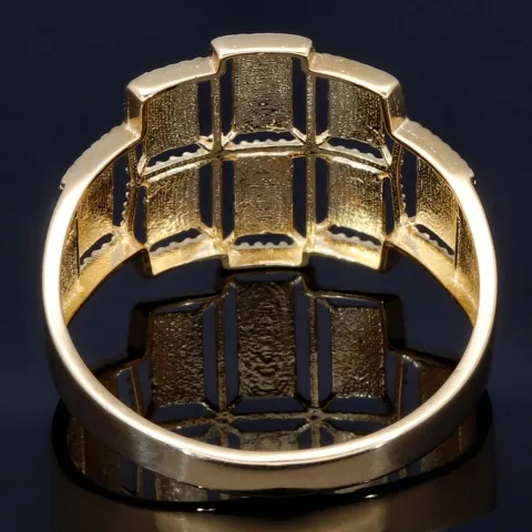 Glanzvoller Ring aus edlem Gold mit ausgefallenem Muster in 585 14K Gelbgold in Ringgröße ca. 58