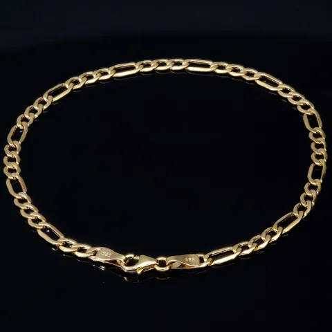 Edles Figaro Armband in hochwertigem 585 14k Gold, ca. 2,5mm breit, 20cm lang