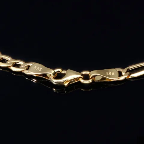 Edles Figaro Armband in hochwertigem 585 14k Gold, ca. 2,5mm breit, 20cm lang