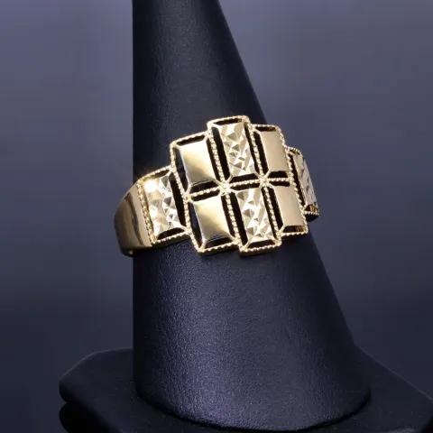 Funkelnder Golddring mit stilvollem Muster in 585 14K Gelbgold in Ringgröße ca. 58-59