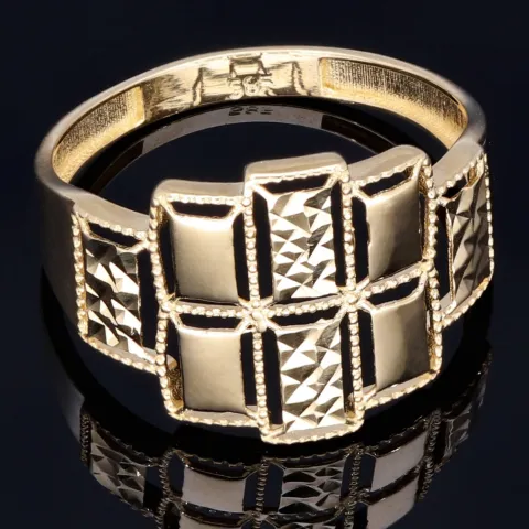 Funkelnder Golddring mit stilvollem Muster in 585 14K Gelbgold in Ringgröße ca. 58-59