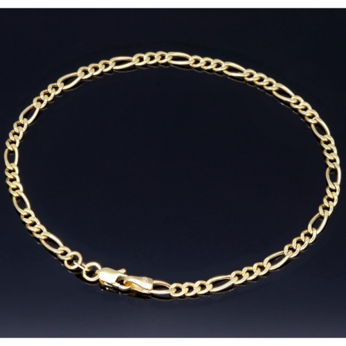 Exquisites Figaro Armband aus hochwertigem 585 14k Gold, ca. 3mm breit, ca. 21cm lang