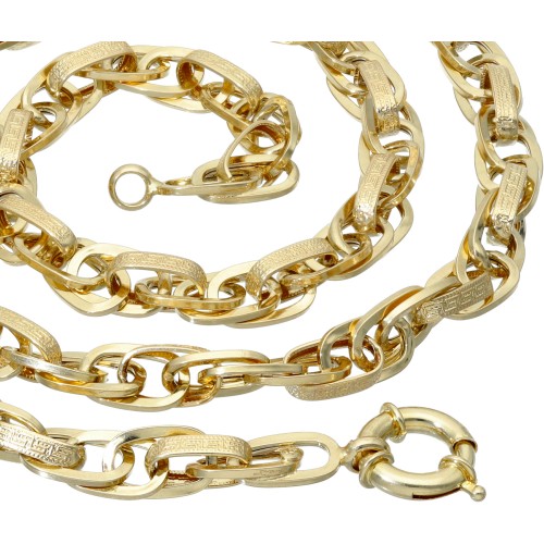 Goldene Damenkette mit Greco-Design-Elementen 585er Gelbgold (14k), 50 cm Länge
