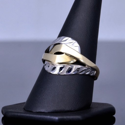 Wunderschöner Ring für Damen in 585 / 14K Bicolor Gold mit Eyecatcher - Effekt n in Ringgröße ca. 58