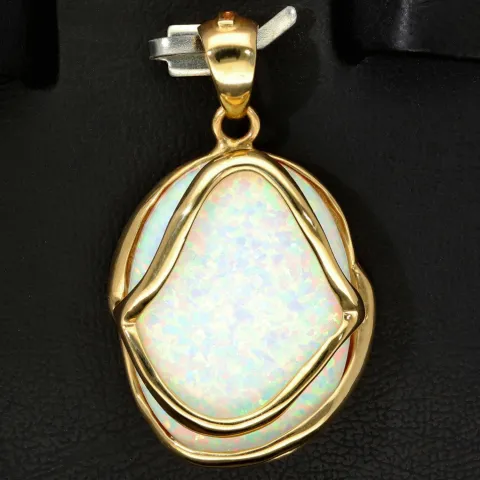 Eindrucksvoller Anhänger mit großem, eingefassten Opal-Dublette in hochwertigem 14K / 585 Gold