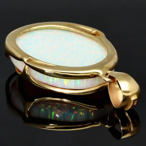 Eindrucksvoller Anhänger mit großem, eingefassten Opal-Dublette in hochwertigem 14K / 585 Gold