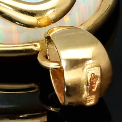 Eindrucksvoller Anhänger mit großem, eingefassten Opal-Dublette in hochwertigem 14K / 585 Gold