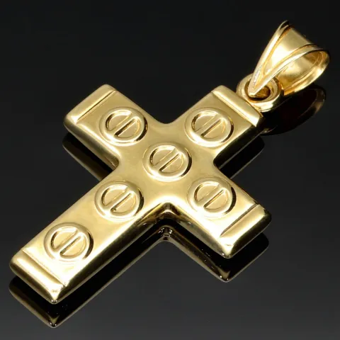 Glänzender Kreuz Anhänger in modernem Design aus 14k / 585 Gold