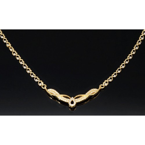 Collier für Damen aus 585 (14k) Bicolor Gold (Gelb- und Weißgold) mit einem von Zirkoniasteinen besetzten Anhänger (ca. 47 cm)