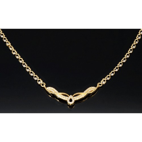 Collier für Damen aus 585 (14k) Bicolor Gold (Gelb- und Weißgold) mit einem von Zirkoniasteinen besetzten Anhänger in graziösem Design (ca. 47 cm)