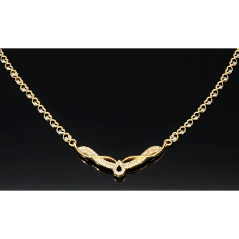 Collier für Damen aus 585 (14k) Bicolor Gold (Gelb- und Weißgold) mit einem von Zirkoniasteinen besetzten Anhänger (ca. 47 cm)