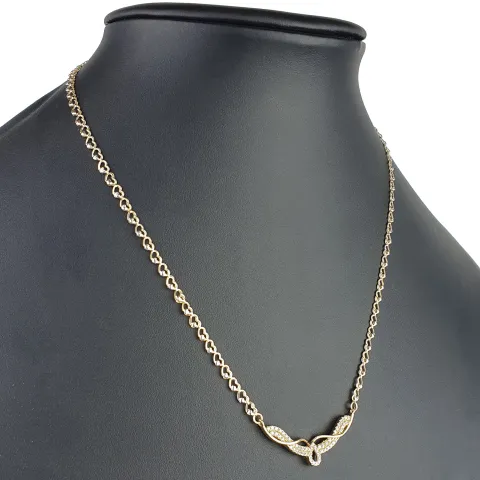 Collier für Damen aus 585 (14k) Bicolor Gold (Gelb- und Weißgold) mit einem von Zirkoniasteinen besetzten Anhänger (ca. 47 cm)