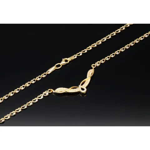 Collier für Damen aus 585 (14k) Bicolor Gold (Gelb- und Weißgold) mit einem von Zirkoniasteinen besetzten Anhänger (ca. 47 cm)