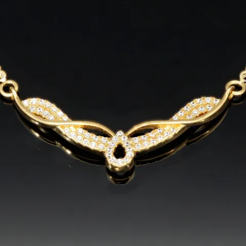 Collier für Damen aus 585 (14k) Bicolor Gold (Gelb- und Weißgold) mit einem von Zirkoniasteinen besetzten Anhänger (ca. 47 cm)