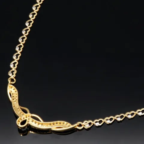 Collier für Damen aus 585 (14k) Bicolor Gold (Gelb- und Weißgold) mit einem von Zirkoniasteinen besetzten Anhänger (ca. 47 cm)