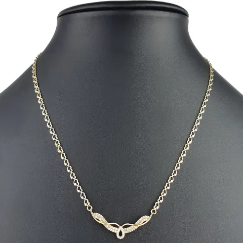 Collier für Damen aus 585 (14k) Bicolor Gold (Gelb- und Weißgold) mit einem von Zirkoniasteinen besetzten Anhänger (ca. 47 cm)