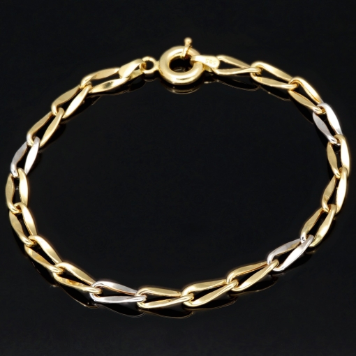 Funkelndes Armband aus hochwertigem Bicolor 585 14K Gold (ca. 19-20 cm Länge)