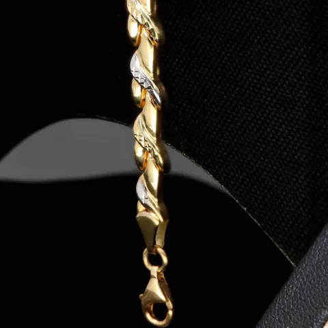 Schönes Bicolor Goldarmband mit stilvollem Dekor aus hochwertigem 585 14K Weißgold und Gelbgold (ca. 19 cm Länge)