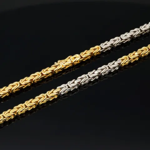 Massive XXL Königskette in ca. 80cm Länge in außergewöhnlichem Design aus 14K 585 Bicolor Gold (Gelbgold und Weißgold) (ca. 74g)