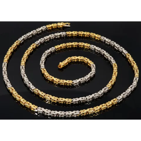 Massive XXL Königskette in ca. 80cm Länge in außergewöhnlichem Design aus 14K 585 Bicolor Gold (Gelbgold und Weißgold) (ca. 74g)