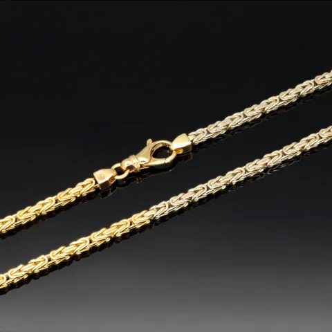 Massive Königskette in ca. 80cm Länge und 2,5mm in besonderem Bicolor Design aus 14K 585 Gold (Gelbgold und Weißgold) (ca. 35,9g)