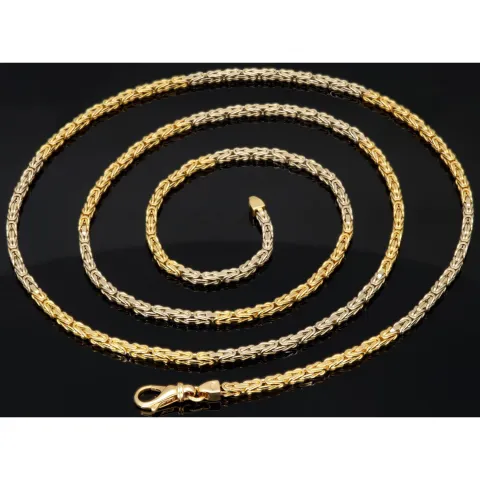 Massive Königskette in ca. 80cm Länge und 2,5mm in besonderem Bicolor Design aus 14K 585 Gold (Gelbgold und Weißgold) (ca. 35,9g)