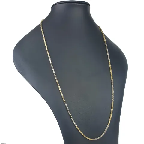 Massive Königskette in ca. 80cm Länge und 2,5mm in besonderem Bicolor Design aus 14K 585 Gold (Gelbgold und Weißgold) (ca. 35,9g)