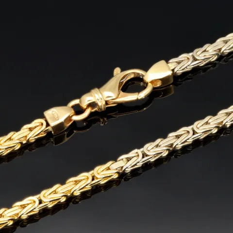 Massive Königskette in ca. 80cm Länge und 2,5mm in besonderem Bicolor Design aus 14K 585 Gold (Gelbgold und Weißgold) (ca. 35,9g)