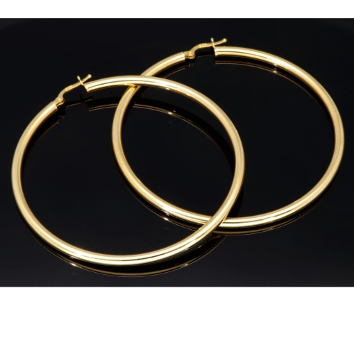 Glänzende XXL Creolen / Hoops / Ohrringe in elegantem Design in edlem 585 14K Gelbgold glänzend poliert