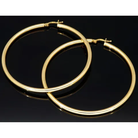 Glänzende XXL Creolen / Hoops / Ohrringe in elegantem Design in edlem 585 14K Gelbgold glänzend poliert