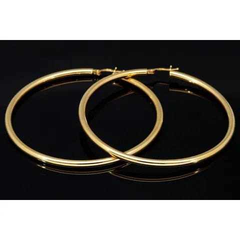 Glänzende XXL Creolen / Hoops / Ohrringe in elegantem Design in edlem 585 14K Gelbgold glänzend poliert