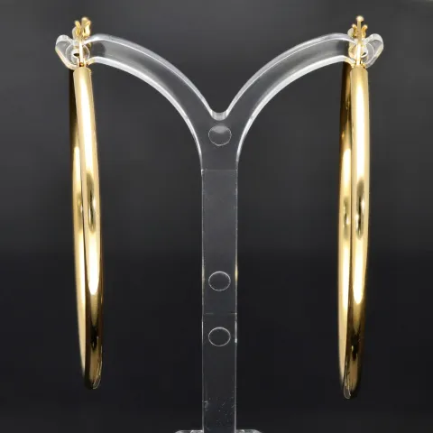 Glänzende XXL Creolen / Hoops / Ohrringe in elegantem Design in edlem 585 14K Gelbgold glänzend poliert