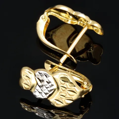 Bicolor Ohrringe in kunstvollem Design in 14K / 585 Gelbgold und Weißgold