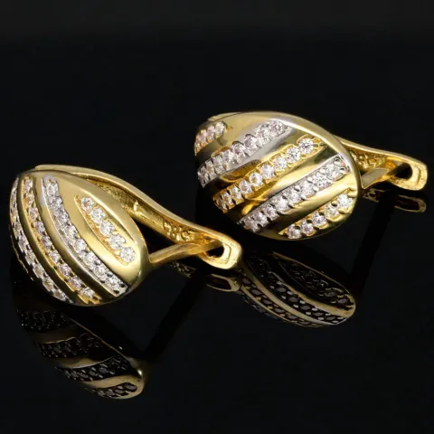 Ohrringe mit Zirkonia und englischem Verschluss aus massivem Bicolor 585er 14K Gold