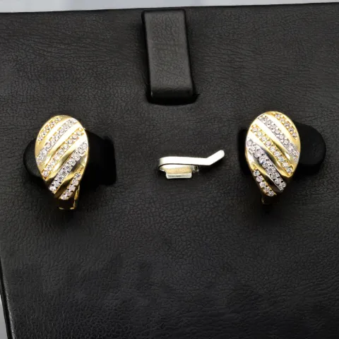 Ohrringe mit Zirkonia und englischem Verschluss aus massivem Bicolor 585er 14K Gold