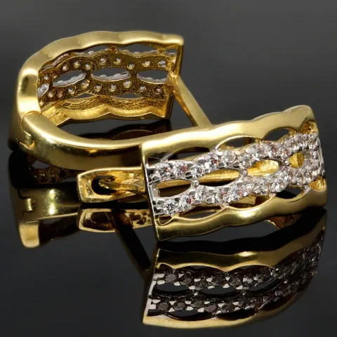 Funkelnde Ohrringe mit Zirkonia und englischem Verschluss aus massivem Bicolor 585er 14K Gold