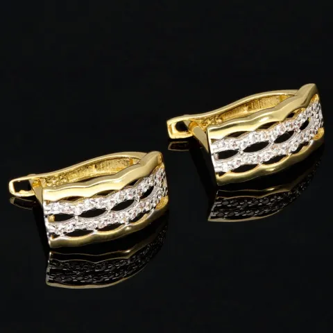 Funkelnde Ohrringe mit Zirkonia und englischem Verschluss aus massivem Bicolor 585er 14K Gold