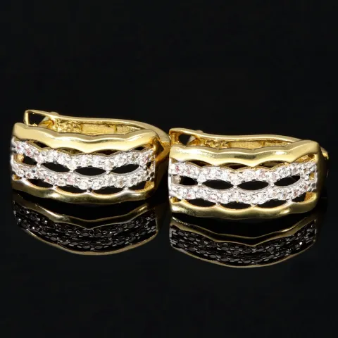 Funkelnde Ohrringe mit Zirkonia und englischem Verschluss aus massivem Bicolor 585er 14K Gold