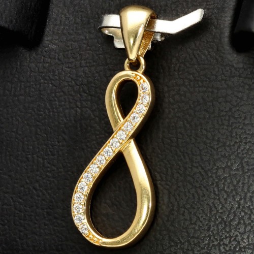 Unendlichkeitszeichen - Gold - Anhänger mit Zirkonia in edlem 585 14K Gold