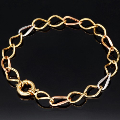 Elegantes Damen - Armband aus 585er (14k) Tricolor Gelbgold, Roségold und Weißgold ca. 20cm lang