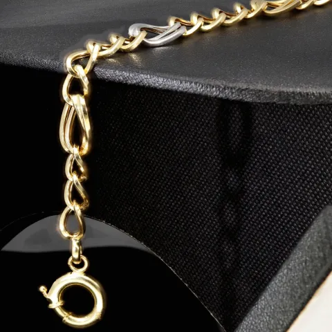 Bicolor Gold-Armband für Damen aus hochwertigem 14K 585 Gelbgold und Weißgold in elegantem Design (ca. 19-20 cm Länge)