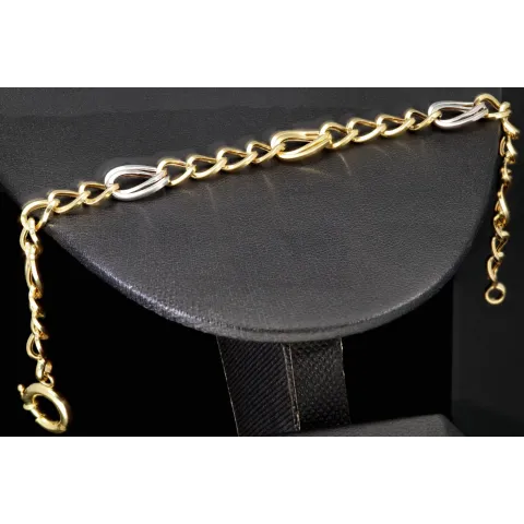Bicolor Gold-Armband für Damen aus hochwertigem 14K 585 Gelbgold und Weißgold in elegantem Design (ca. 19-20 cm Länge)