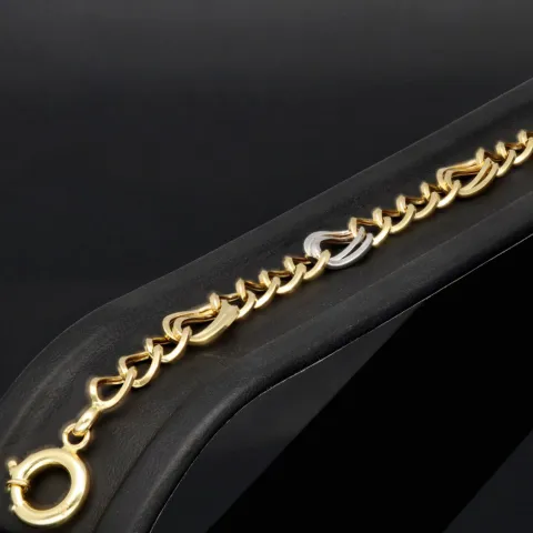 Bicolor Gold-Armband für Damen aus hochwertigem 14K 585 Gelbgold und Weißgold in elegantem Design (ca. 19-20 cm Länge)