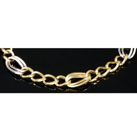 Bicolor Gold-Armband für Damen aus hochwertigem 14K 585 Gelbgold und Weißgold in elegantem Design (ca. 19-20 cm Länge)