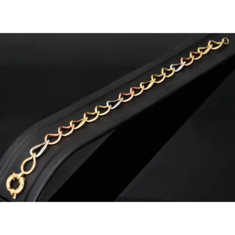 Damen - Armband aus edlem 585er (14k) Tricolor Gelbgold, Roségold und Weißgold ca. 20cm lang